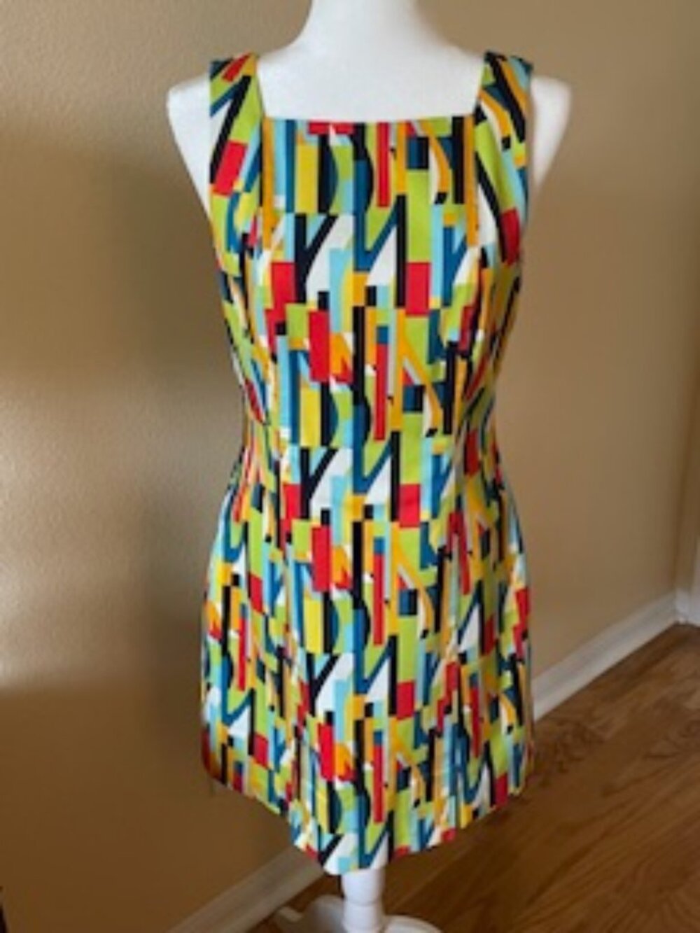 David Meister Colorful Geometric Pattern Dress - Size 6